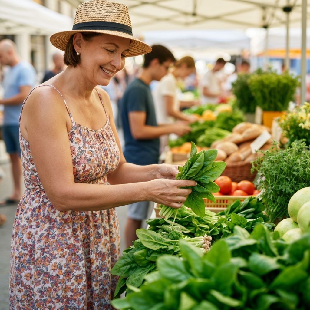 Persona realizando compras en mercado local